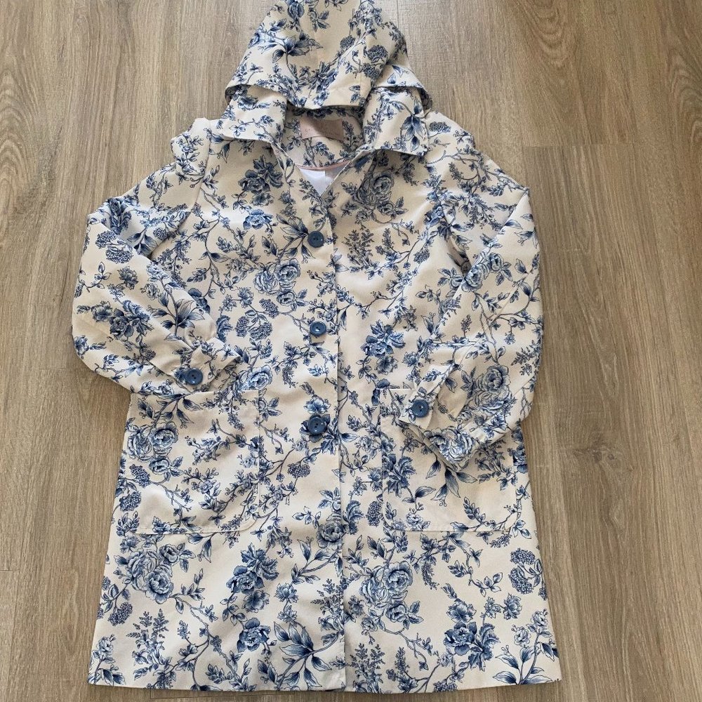 NWOT Gal Meets Glam Floral Print Hooded Trench Raincoat Sz 6
